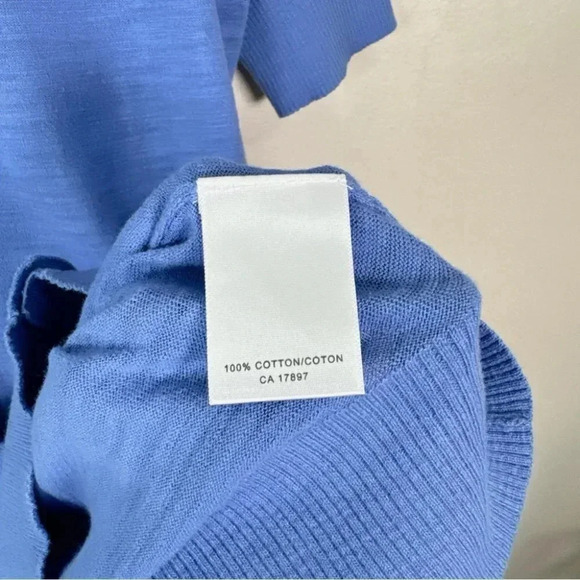 Banana Republic Womens Size Medium Vneck Button Short Sleeve Blue Cardigan - Picture 11 of 14